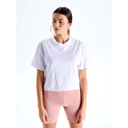 Cropp - Krótka koszulka oversize - Biały  Cropp XS 