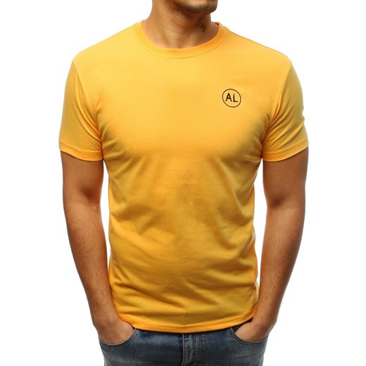T-shirt męski żółty Dstreet bez wzorów 