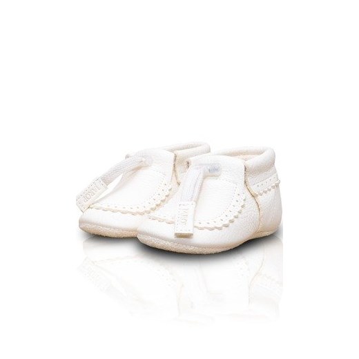 Białe buciki niemowlęce Jarop Shoes sznurowane ze skóry gładkie 