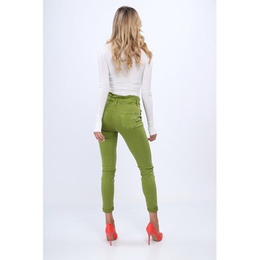 Zielone spodnie jeansowe dopasowane 6815