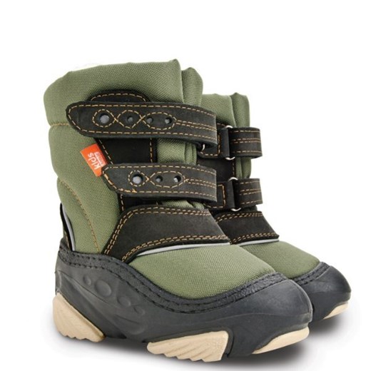 Buty zimowe dziecięce zielone Demar na zimę śniegowce na rzepy 