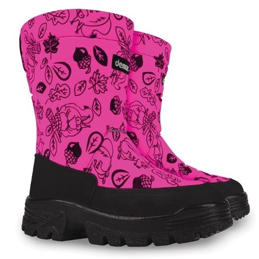 Buty zimowe dziecięce Demar różowe śniegowce bez zapięcia z wełny 