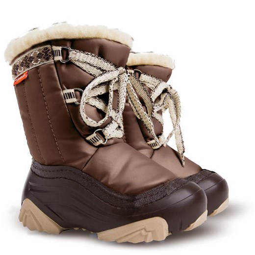 Buty zimowe dziecięce Demar brązowe śniegowce wełniane bez wzorów na zimę 