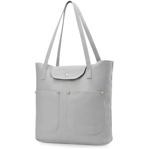 Shopper bag bez dodatków ze skóry ekologicznej na ramię 
