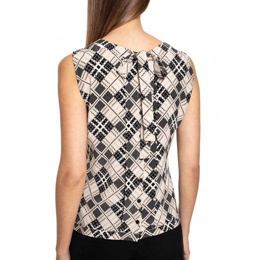 Bluzka damska L’af z okrągłym dekoltem z tkaniny w abstrakcyjnym wzorze 