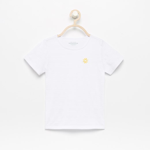 Reserved - T-shirt z haftem - Biały  Reserved 104 