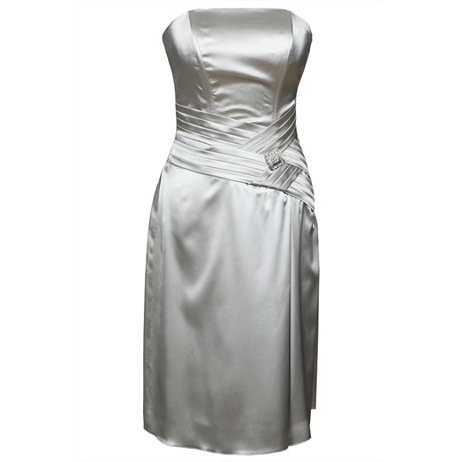 Sukienka Fokus srebrna gorsetowa bez wzorów midi 