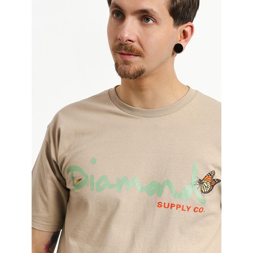 T-shirt męski Diamond Supply Co. beżowy z krótkim rękawem 