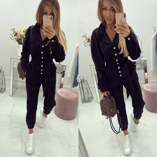 KOMBINEZON JEANS Z PASKIEM BLACK M chicaca