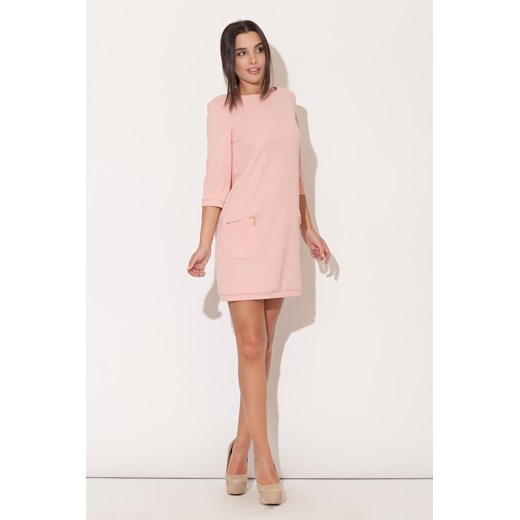 Różowa Mini sukienka z Rękawem 3/4 i Kieszeniami Figl  XL Coco-fashion.pl 