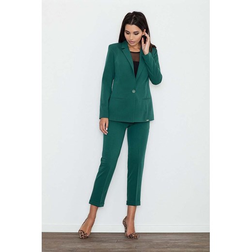 Zielone Eleganckie Spodnie Cygaretki z Mankietem  Figl XL Coco-fashion.pl 