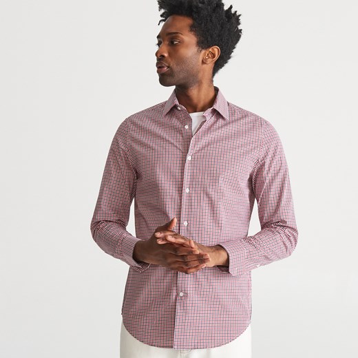 Koszula męska różowa Reserved w kratkę z długimi rękawami casual 
