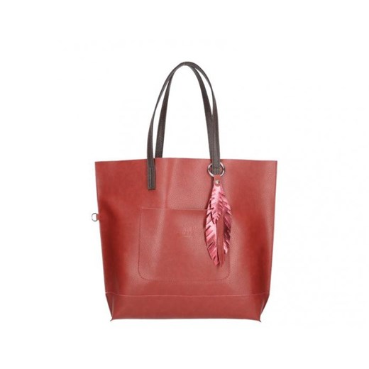 Shopper bag czerwona Chiara Design z breloczkiem na ramię 