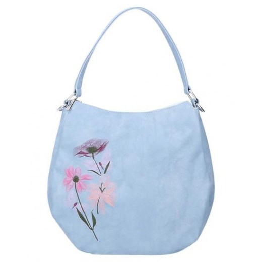 Shopper bag niebieska Chiara Design bez dodatków mieszcząca a6 na ramię 
