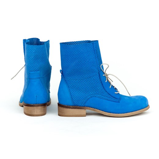 Botki Zapato casual niebieskie skórzane płaskie jesienne 