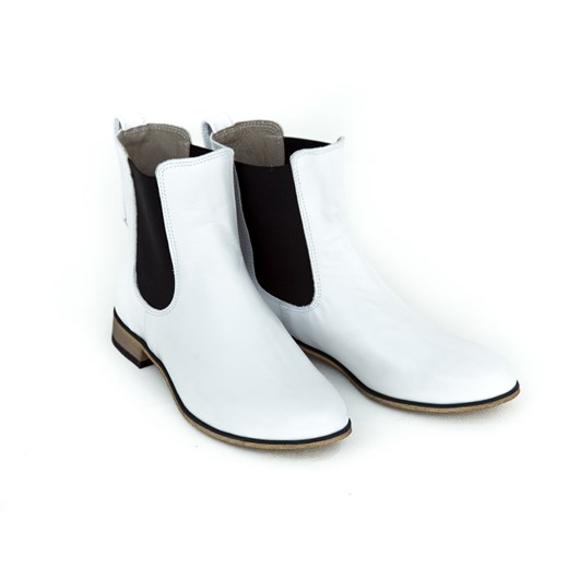 Botki białe Zapato gładkie ze skóry casualowe bez zapięcia