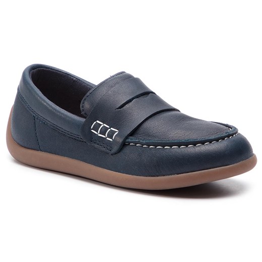 Mokasyny dziecięce Clarks bez zapięcia niebieskie gładkie