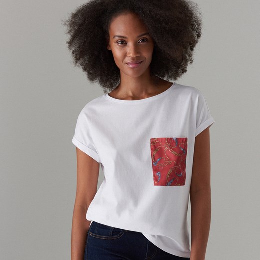 Mohito - Bawełniana koszulka chain print - Biały  Mohito M 