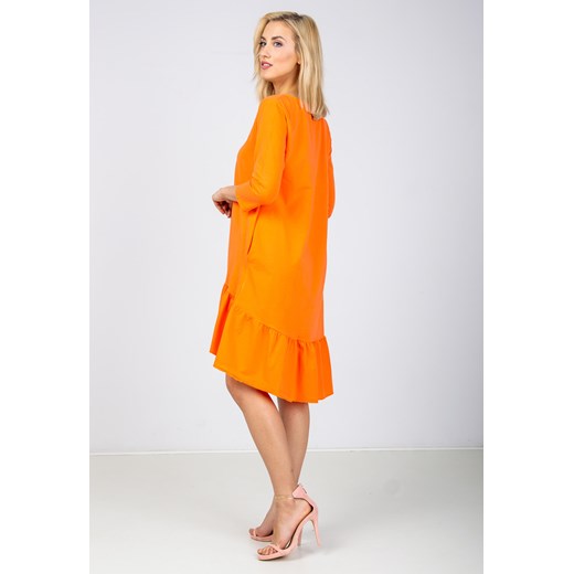 Sukienka Zoio z elastanu pomarańczowy oversize z okrągłym dekoltem 