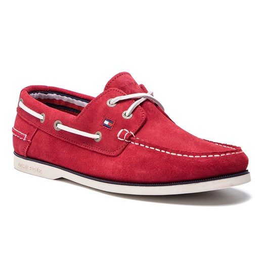 Mokasyny TOMMY HILFIGER - Classic Suede Boatshoe FM0FM02112 Tango Red 611 Tommy Hilfiger  40 eobuwie.pl