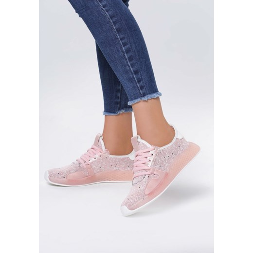 Buty sportowe damskie różowe Renee do fitnessu płaskie w abstrakcyjne wzory 
