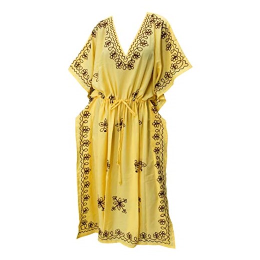 La Leela damski ueberdimensional Maxi Kimono kaftan tunika kaftan Top damski rozmiar plaża sukienki wpasowane w 16 różnych kolorach - kimono