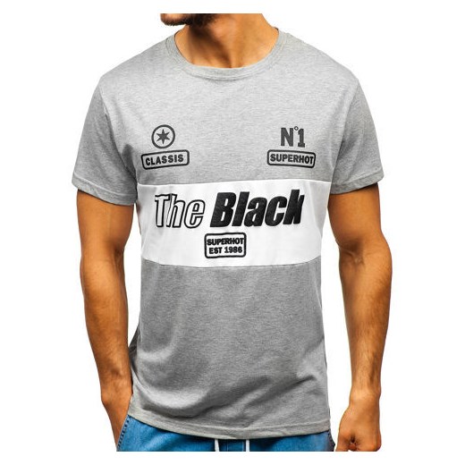 T-shirt męski z nadrukiem szary Denley 10836  Denley 2XL  promocyjna cena 
