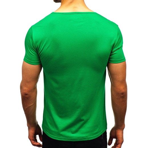 Koszulka męska bez nadruku w serek zielony Denley AK888A Denley  S okazja  