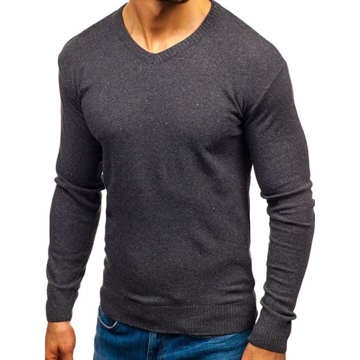 Sweter męski w serek antracytowy Bolf 6002  Denley XL  promocyjna cena 