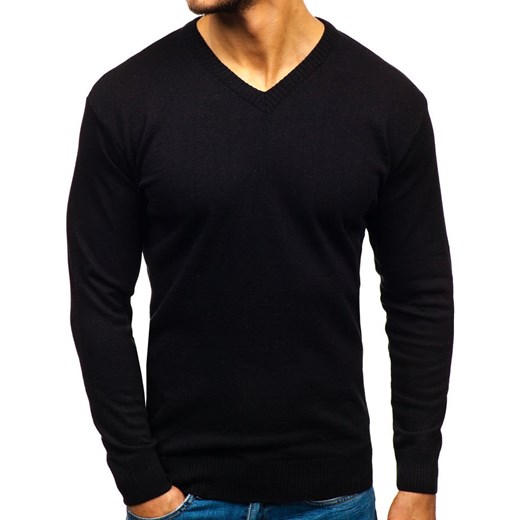 Sweter męski w serek czarny Bolf 6002  Denley M promocyjna cena  