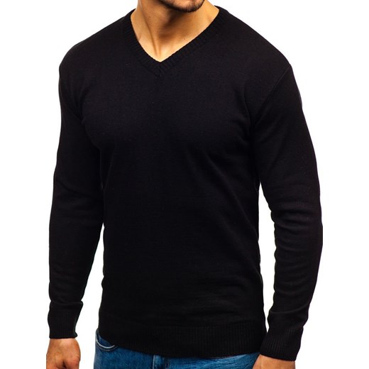 Sweter męski w serek czarny Bolf 6002  Denley XL okazja  