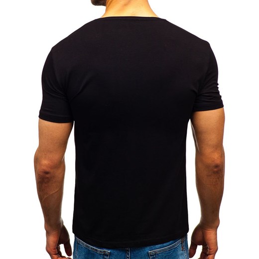 T-shirt męski bez nadruku czarny Denley 9001 Denley  XL wyprzedaż  