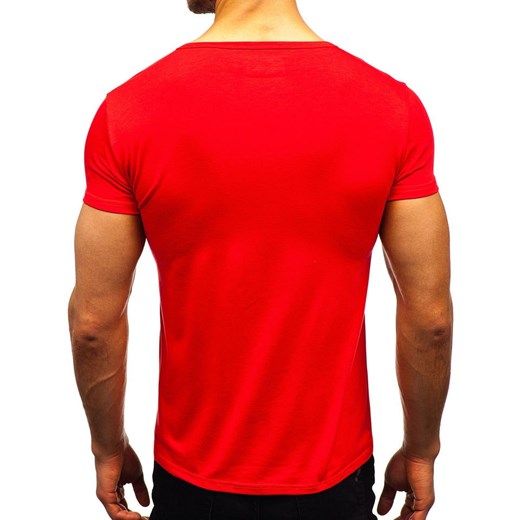 T-shirt męski bez nadruku czerwony Denley AK999A  Denley M  okazja 