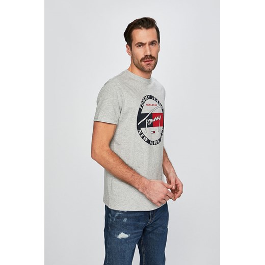 Szary t-shirt męski Tommy Jeans z krótkim rękawem 
