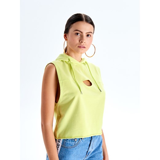Cropp - Sportowa bluzka z kapturem oversize - Zielony Cropp  M 