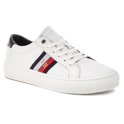 Sneakersy TOMMY HILFIGER - Corporate Leather Detail Sneaker FM0FM02244 White 100 Tommy Hilfiger  46 eobuwie.pl