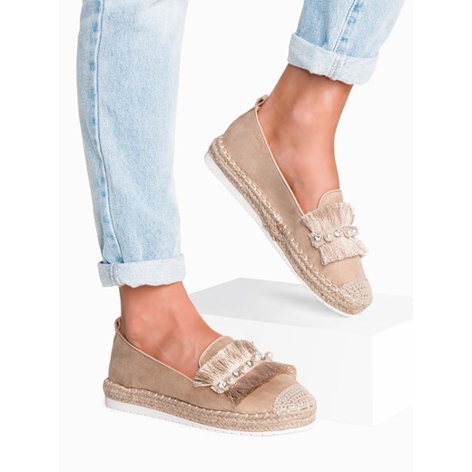 Espadryle z frędzlami beige LR212