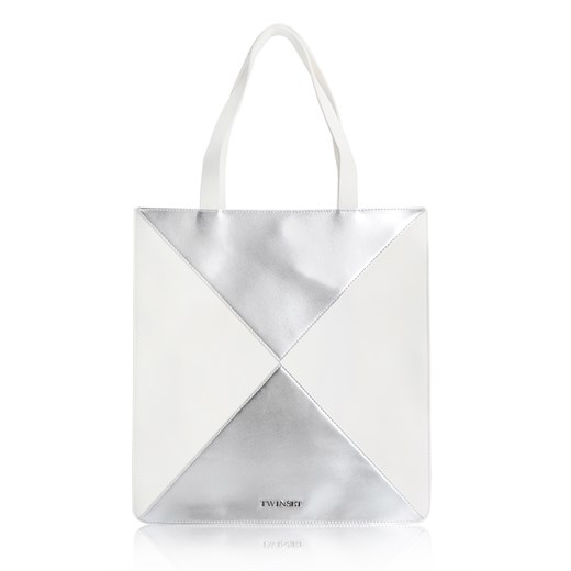 Shopper bag Twin Set bez dodatków skórzana matowa młodzieżowa na ramię 