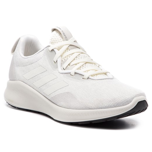 Białe buty sportowe damskie Adidas do biegania z tworzywa sztucznego bez wzorów na płaskiej podeszwie 