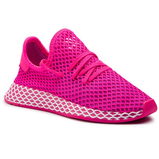 Buty sportowe damskie Adidas do biegania płaskie różowe z tworzywa sztucznego gładkie 