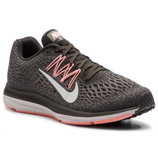 Czarne buty sportowe damskie Nike dla biegaczy zoom z tworzywa sztucznego płaskie bez wzorów 