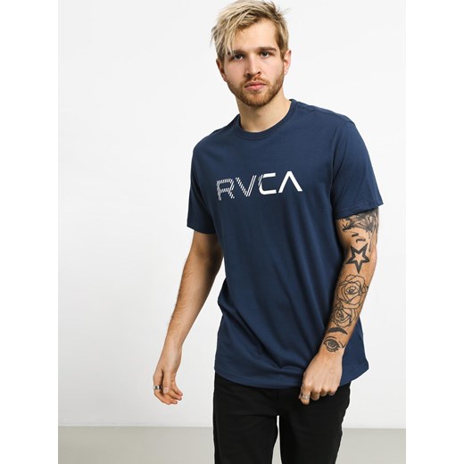 T-shirt męski Rvca z napisami niebieski w stylu młodzieżowym 