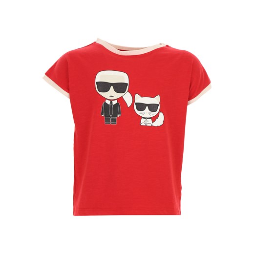 Czerwona bluzka dziewczęca Karl Lagerfeld w nadruki 