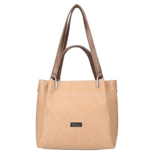 Shopper bag Chiara Design matowa beżowa bez dodatków mieszcząca a5 elegancka 
