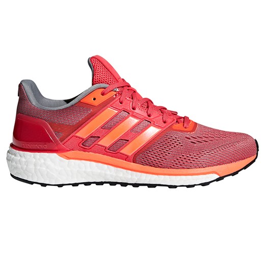 Adidas buty sportowe damskie dla biegaczy na platformie czerwone gładkie z gumy 