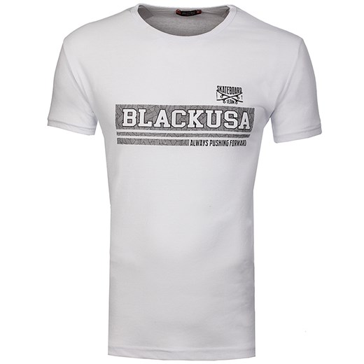 T-Shirt Męski Nadruk Black USA od Neidio TS72 Biały