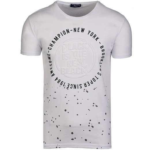 T-Shirt Męski Tłoczony Wzór od Neidio TS57 Biały