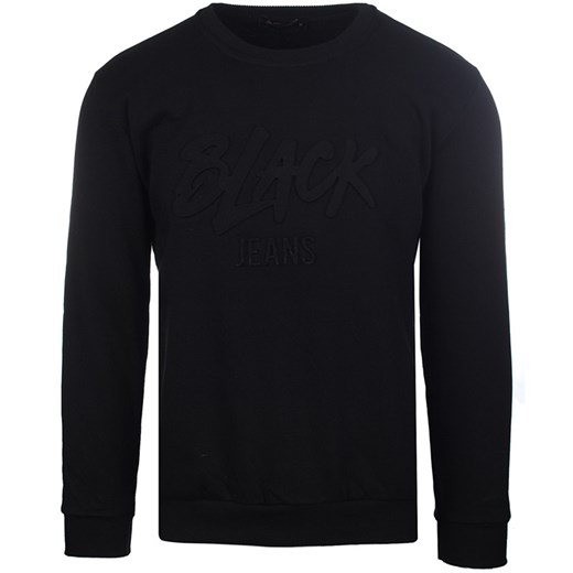 Bluza Męska z Tłoczoną Aplikacją Black Jeans Bez Kaptura BL29 Czarny