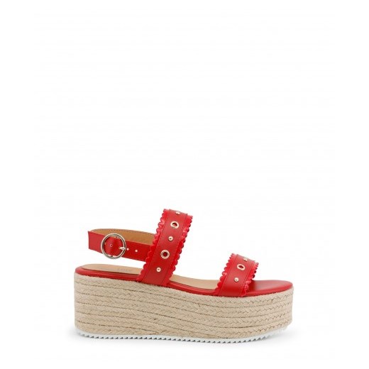 Love Moschino sandały damskie bez wzorów na wysokim obcasie czerwone na platformie casual 