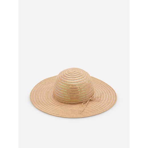 Reserved - Pleciony kapelusz z cekinami - Beżowy Reserved  L 